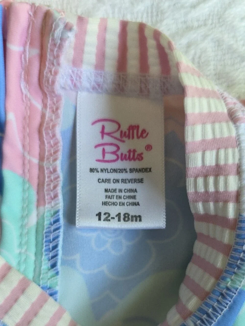 Ruffle Butts Pink Mint Blue Floral Long-Sleeve Rashguard, 12-18 Month